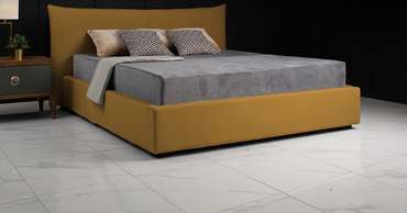 Кровать с подъемным механизмом Mainland 200х200 горчичного цвета