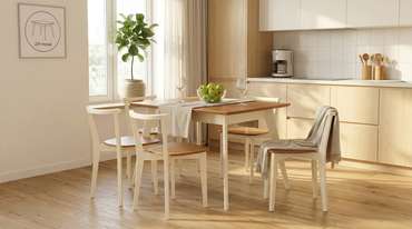 Стол раздвижной обеденный Сканди со столешницей светло-коричневого цвета