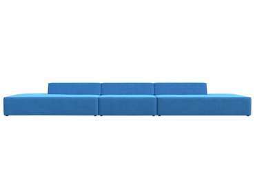 Прямой модульный диван Монс Лонг голубого цвета