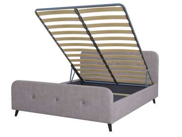 Кровать Raguza 160х200 в обивке из велюра серого цвета с подъемным механизмом