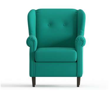Кресло из велюра Леон бирюзового цвета