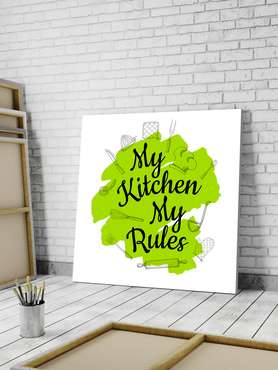Постер Моя кухня мои правила 50х50 на деревянном подрамнике