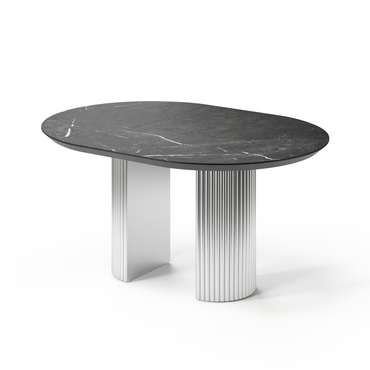 Раздвижной обеденный стол Ботейн L черно-серебряного цвета