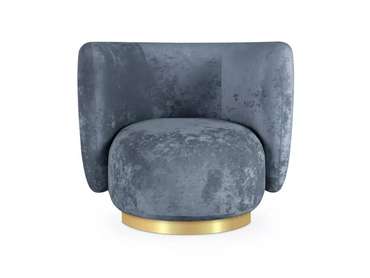 Кресло Lucca синего цвета с золотым основанием 