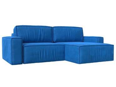 Угловой диван-кровать Прага классик голубого цвета правый угол