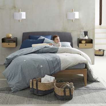 Кровать с кроватным основанием Agura 160x200 серого цвета