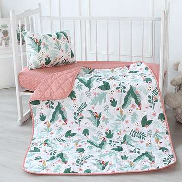 Одеяло-покрывало детское 'BabyRelax' леб. пух 100 гр.110х140, бязь, 'Тропические птички'