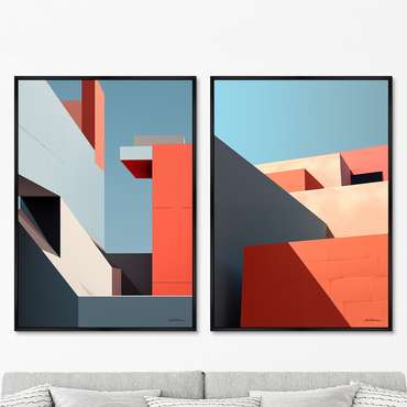 Набор из двух репродукций картин City morning geometry, 2024г.