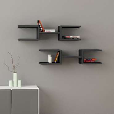 Набор из двух полок Shelf Set темно-серого цвета