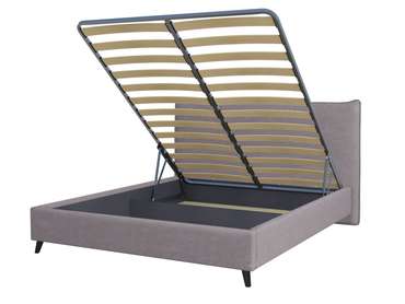 Кровать Kamizo 180х200 в обивке из велюра серого цвета с подъемным механизмом