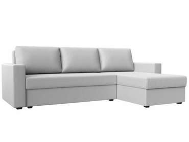 Угловой диван-кровать Траумберг Лайт белого цвета правый угол (экокожа)