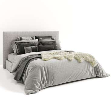 Кровать Sullivan 160х200 светло-серого цвета с подъемным механизмом 
