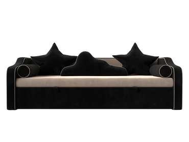 Прямой диван-кровать Рико черно-бежевого цвета