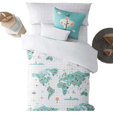 Пододеяльник Decolores Mapamundi Синий 175 темы 240 x 220 cm