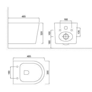 Унитаз подвесной WesnaArt RAY 206-RAY11, белый