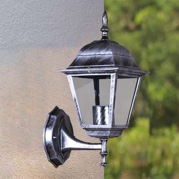 Уличный настенный светильник 08242-0.2-001W BKSL серебряного цвета