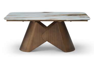 Раздвижной обеденный стол Mirabel 180х100 бело-коричневого цвета