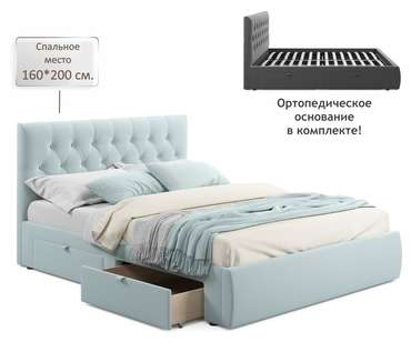Кровать Verona 160х200 мятного цвета без подъемного механизма