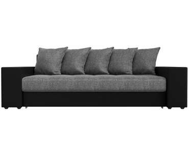 Прямой диван-кровать Дубай серо-черного цвета (ткань/экокожа) 