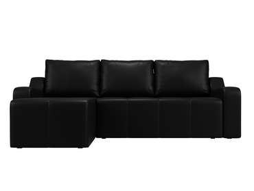 Угловой диван-кровать Элида черного цвета (экокожа) левый угол