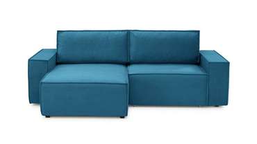Угловой диван-кровать с оттоманкой Софт 2 голубого цвета