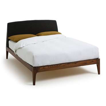 Кровать с основой под матрас и изголовьем Agura 160х200 серого цвета