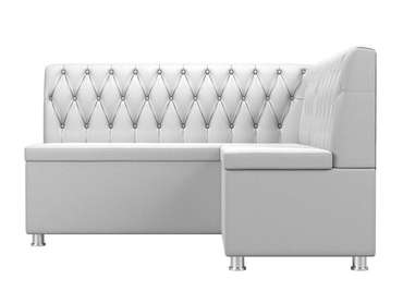 Кухонный угловой диван Мирта белого цвета (экокожа) правый угол