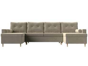 Угловой диван-кровать Белфаст бежевого цвета (тик-так) 