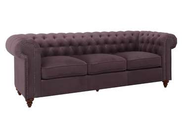 Диван Chester Classic фиолетового цвета с коричневыми ножками