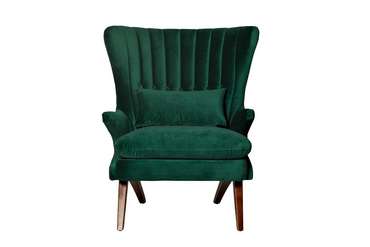 Кресло зеленое велюровое с ушками