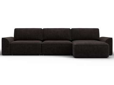 Угловой диван-кровать Лига-048 лонг темно-коричневого цвета