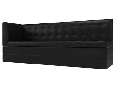 Угловой диван-кровать Бриз черного цвета (экокожа) с углом слева