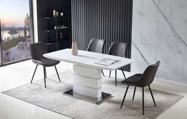 Раскладной обеденный стол Verona Glass белого цвета