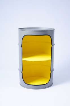 Тумба для хранения-бочка серо-желтого цвета