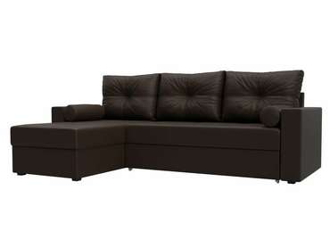 Угловой диван-кровать Верона коричневого цвета (экокожа) левый угол