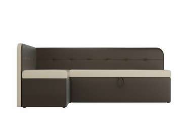 Угловой диван-кровать Форест бежево-коричневого цвета (экокожа) левый угол