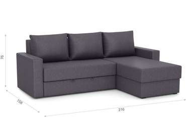 Угловой диван-кровать Лео серого цвета