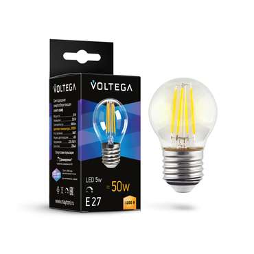 Лампочка Voltega 7202 Globe dim 5W Crystal