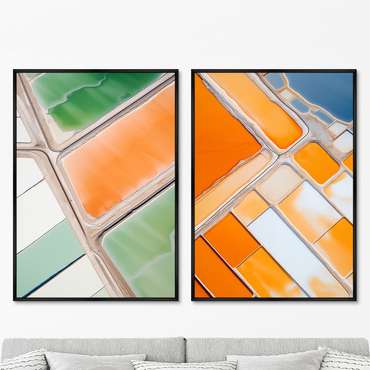 Набор из двух репродукций картин Salt lakes, orange, green, 2024г.