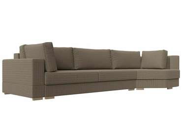 Угловой диван-кровать Лига 026 бежево-коричневого цвета правый угол