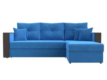 Угловой диван-кровать Валенсия голубого цвета правый угол