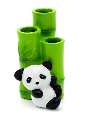 Стаканчик для зубных щеток Panda бело-зеленого цвета 