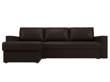 Угловой диван-кровать Траумберг L коричневого цвета левый угол (экокожа)