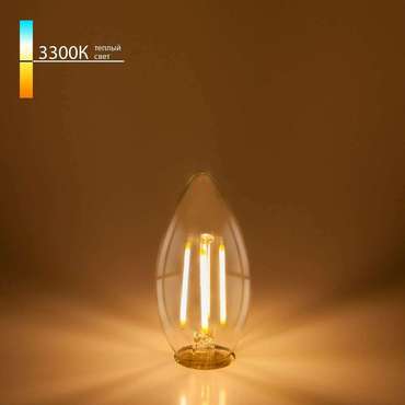 Филаментная светодиодная лампа "Свеча" C35 9W 3300K E14 (CW35 прозрачный) BLE1409 Свеча F