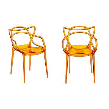Набор из двух стульев оранжевого цвета с подлокотниками