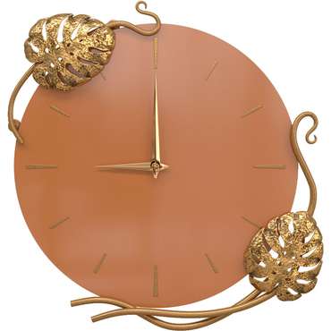 Настенные часы Monstera Deliciosa коричневого цвета