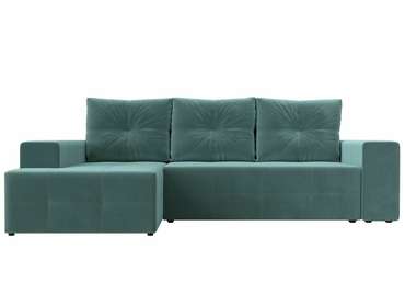Угловой диван-кровать Перри бирюзового цвета левый угол