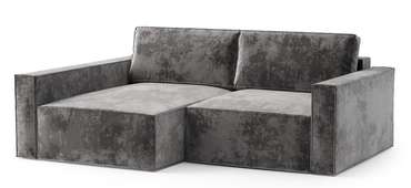 Угловой диван-кровать Софт темно-серого цвета левый