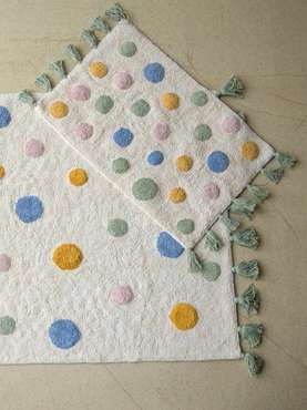Хлопковый ковер Lovely Dots 60х90 белого цвета
