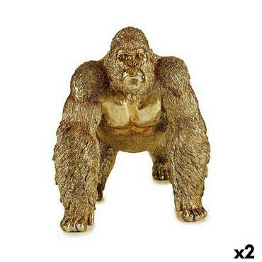 Декоративная фигура Горилла Позолоченный 20 x 27,5 x 34 cm (2 штук)